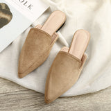 Bag Head Flat Tip Tip Half Slippers Women's Velvet Black Muller Shoes Single Shoe Size