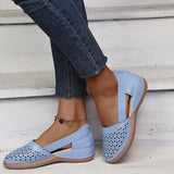 Summer Large-Size Casual Sandals Women's Slope Hollow Pure Color Single Shoes Low-Heeled Sandals