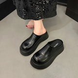Version Of The Baotou Half Drag Woman 2025 Spring New Pine Cake Thick-Sed Muller Shoes Small Man To Increase The Lazy Cold