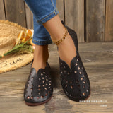Large-Size Hollow Carved Flat Sole Single Shoes Round Head Lazy One Foot Pedal Low Help Shallow Boat