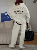 Back Letter-Print Hooded Jacket Suit Women Loose Leisure Relaxation Atmosphere Sense Sports Style Two