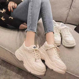 Shoes Women 2025 Spring And Autumn New Student Korean Version Of Thin Sneakers Women's Leisure Shoes Thick Soles In Small White