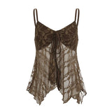 Green Lace Slingson With Vintage Hottie Sexy V-Neck Irregular Vest