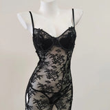 New Female Sense Lace Perspective Open Fork Folded Sling Skirt Elegant Pajart Mesh Hot Bag Hip