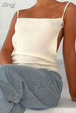 2023 Summer Knitted Spaghetti Strap Camis Y2K Backless Vest Crop Tops Chic Women Sleeveless White Tank Streetwear