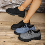 British Wind Large-Size Thick-Sed Leather Shoes Women's Spring And Autumn New Thick Heel Lace Small Leather