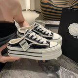 New Korean Version Of Leisure Embroidery Flowers In The Height Of The Slope And Cool Slippers Breathable Mesh Yarn Half Towing Singles