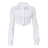 Zingj Spring New Women's Fashion Sexy Crop Sweet And Fresh Polo Collar Long Sleeve
