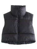 Sleeveless Cropped Puffer Jacket- Outfit