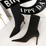 Shoes 2022 New Stretch Boots Autumn Shoes Pointed Toe High-heel Boots Stiletto Ankle Boots 3 Colour Female Short
