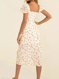 Women's Dresses French Vintage Dress Renovated Fork Long Bubble Sleeve