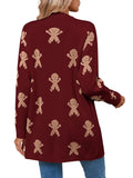 And Winter New Sweater Female Christmas Cartoon Embroidered Long Knitted Cardigan