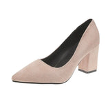 High-Heeled Velvet Single Shoes Women's Coarse Heel And Light-Mouthed Pointed Fashion Shoes Ladies
