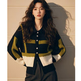 Sweater In Autumn And Winter 2025 Retro Loose Color Design With A Sense Of Collar Small Fragrant Long-Sleeved Knitted