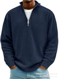 Men's Casual Zipper Wick Velvet Long-Sleeved Men's Polo Shirts For Autumn And Winter