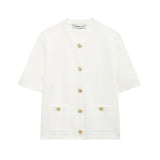 New Round Collar Button Temperament Gentle Short-Sleeved Coat