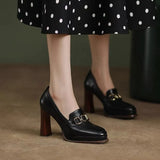 Women's Coarse Heel Waterproof Table 2025 New British Retro Casual Head Single