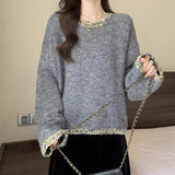 Velvet] Fashion Sweet Bow Soft-Cuffed Cardigan Women's Autumn And Winter New Loose Temperament