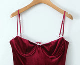 Red Velvet Strap Flare Mini Dress- Outfit