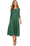 Women's Clothing 2025 Spring New Dress Fashion Casual Fold Seven-Sleeve Solid