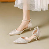 Size Code New Summer Sandals Hollow Shoes Tip Light-High Heel High Heels With Beaded