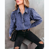 Women's Autumn And Winter Collar Casual Fashion Street Style Cowboy Shirt