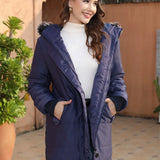 Women's Autumn And Winter New Large-Size Hooded Warm And Slim Down Cotton Jacket With Medium-Long
