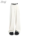 High Waist Loose Wide Leg Pants Women 2023 Spring Summer New Female Floor-Length White Suits Pants Ladies Long