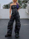 Zingj New Fashion Street Style With Chest And Waist Show Figure Hot Girl Many Pocket Jeans Cargo Pants