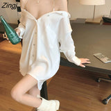 Women Design Elegant Solid Chain Slash Neck Trendy Leisure Sexy Long Sleeve Spring All-match Females Daily Ulzzang