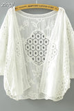 Embroidery Summer Blouse 2023 Loose Butterfly Bat Sleeve Lace Shirt Woman Hollow Solid Fashion Women Blouses Tops
