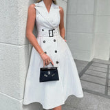 Spot 2025 Spring New Women's Fashion Temperament Striped Sleeveless Suit Collar