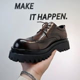2025 New Platform Derby Shoes Block British Harbor Wind Casual Shoes Leather Shoes Niche Tide Premium