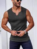 Knitting Vertical Stripe Fitness And Leisure Vest Men's I-Word V-Neck Wide Shoulder