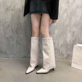 Boots Tips High And Trouser Boots Autumn And Winter New Net Red Sleeves Fine And Pure Color Knight Fashion