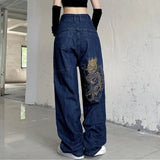 American High Street Retro Men Washed Pants Y2k Harajuku Hip Hop Loose Jeans Couples Casual Joker Straight Wide-leg Jeans 211-1-Outfit