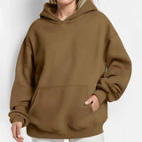 Women's Coat Women's New Fashion Pure Color Loose Casual Temperament Long-Sleeved Hooded Spring Sweater Women