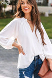 Tops Casual V-Neck Loose Blouse 2023 Fashion Women Loose Shirt Vintage Shirt Elegant Women Clothes Blusas