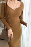 Sweater Dress Women 2023 Warm Knitted Dresses Black Vintage Winter Long Sleeve Dress Warm Autumn Womens