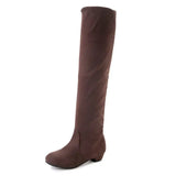 Long Boots Women's New Round Head High Cylinder Two Wearing Elastic Boots Flat Emvelvet Large Size Women's