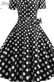 Polka Dot Dress Women Short Sleeve Robe Femme Vintage Dress Elegant Party Office Midi Rockabilly