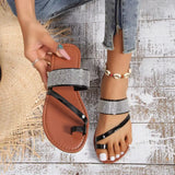 New Jacket With Water Drill Flat-Bottom Slippers Women Summer Wear Large-Size Dew Beach Cool Slippers