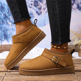 Bottom Snow Boots Women 2025 Winter New Fur Belt Buckle Warm And Velvet Anti-Slip Wearing Cotton