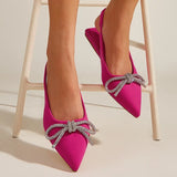Zingj Diamond Bow Dew With Muller Pointed Flat Heel Women's Single Shoes-Outfit
