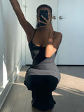 Summer Simple Satin Slip Maxi Dress Women Sleeveless Backless Slim Party Y2K Concise Camisole Dress Female