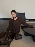 Xixi 13 Lines 2025 Autumn Black Standard Ins Temperament Elegant Mare Knit Sweater Sweater