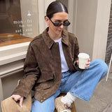 Explosion Women's Retro Makes Old Fashion Pilot Jacket Curry