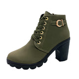 Round Head With Martin Boots French Retro And Ankle Short Boots Thick Background Anti-Slip Side Zipper Women's