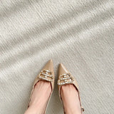 High Heels Women's Fine Heel 2025 New Water Drill B Letter Head Tip With Sandals French Single