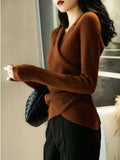And Winter New Self-Inflicted Cross-Sense Design Knitted Jersey Sweater Women's